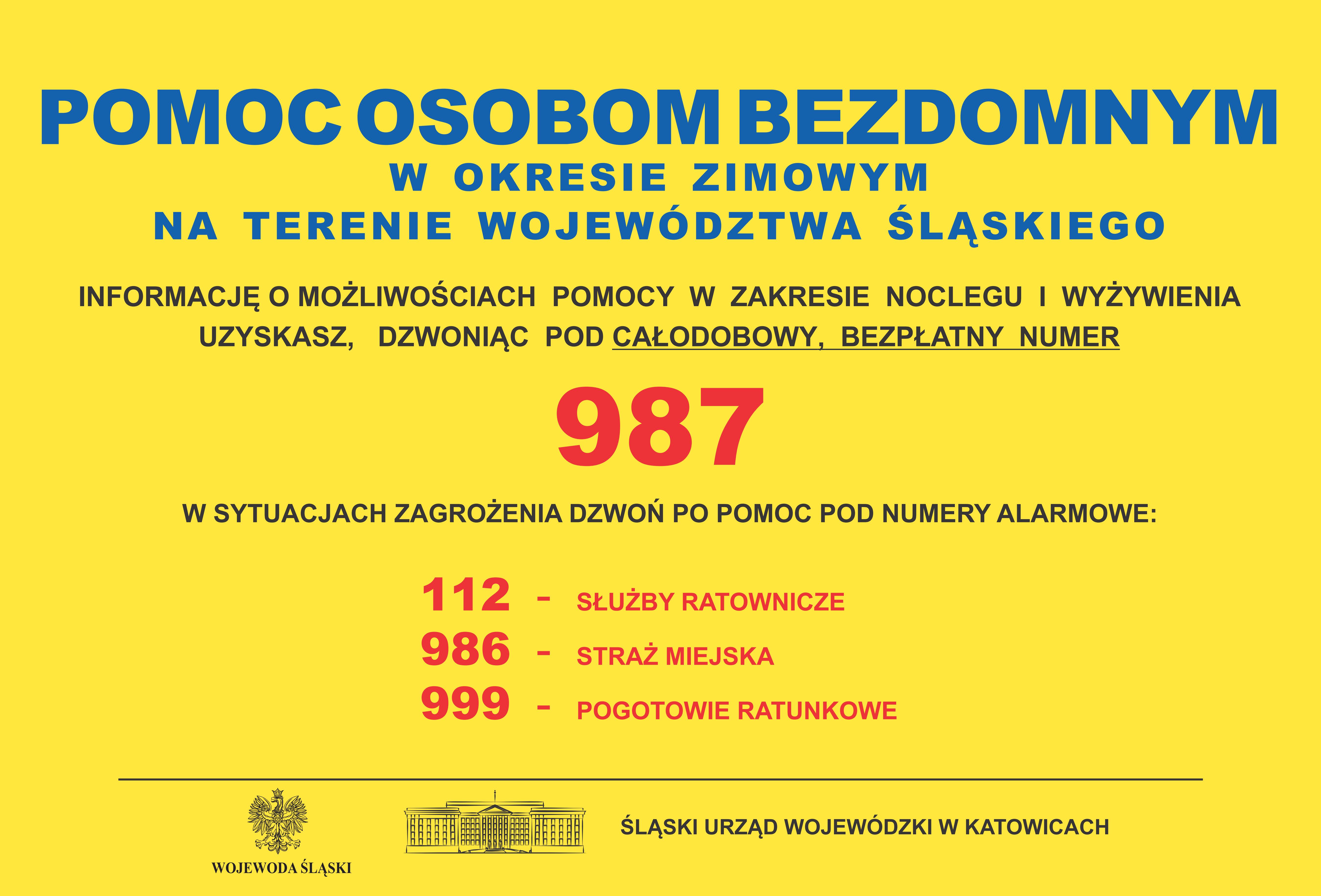 plakat informujący pomoc bezdomnym